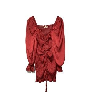 Blush J Women's Burgundy Red Long‎ Sleeve Mini Dress Size Large